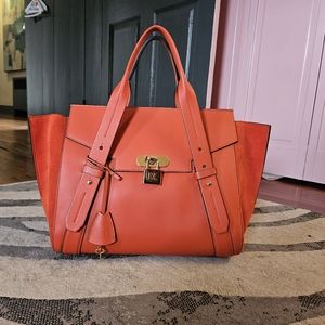 ESCADA Orange Leather and Suede Handbag